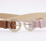 Chain Decor Buckle Belt With Hole Punch