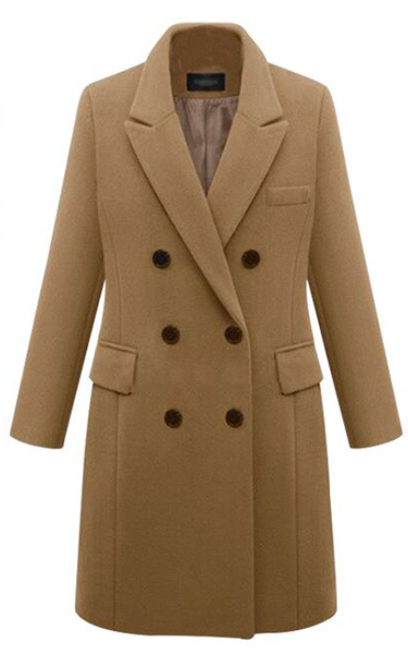 Parien Solid Double Breasted  Coat