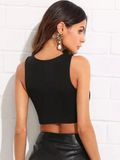 Solid Asymmetrical Crop Shell Top