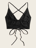 Solid Lace-up Tie Back Cami Top(Clearance Sale)