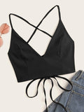 Solid Lace-up Tie Back Cami Top(Clearance Sale)