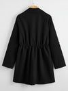 Drawstring Waist Button Up Coat( Clearance sale