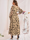 Parien Lantern Sleeve Floral Mesh Dress