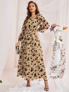 Parien Lantern Sleeve Floral Mesh Dress