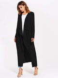 Patch Pocket Self Belted Waterfall Wrap Coat