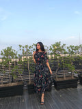 Parien Floral High waist A-Line Dress(SI)