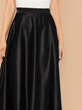 Lettuce Hem Solid Silk Skirt(CLEARANCE SALE