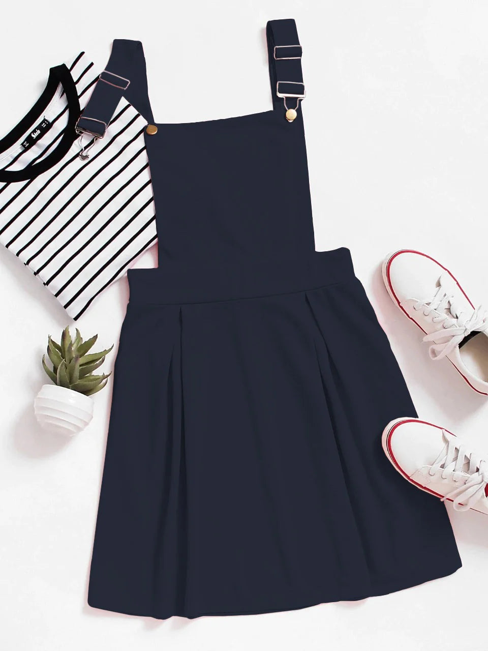 Box pleated pinafore dress hotsell