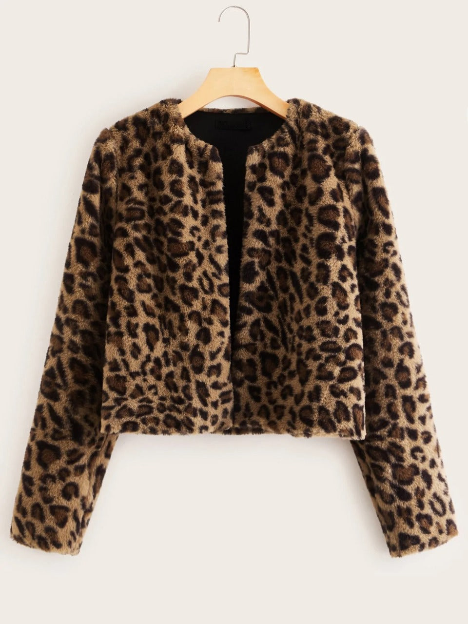 Open Front Leopard / Zebra Print Fuzzy Coat