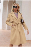 Sash V-Neck Double Breasted  Trench Coat