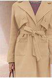 Sash V-Neck Double Breasted  Trench Coat