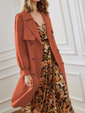 Double Breasted Bishop Sleeve Belted Trench Coat