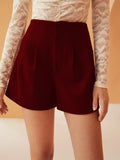 Chain Detail Fold Pleated Shorts Without Chain
