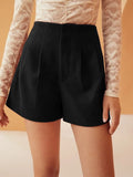 Chain Detail Fold Pleated Shorts Without Chain