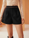 Chain Detail Fold Pleated Shorts Without Chain