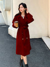 Double Breasted Raglan Sleeve Belted Trench Coat