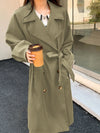 Double Breasted Raglan Sleeve Belted Trench Coat