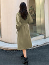 Double Breasted Raglan Sleeve Belted Trench Coat