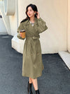 Double Breasted Raglan Sleeve Belted Trench Coat