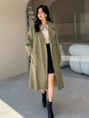 Double Breasted Raglan Sleeve Belted Trench Coat