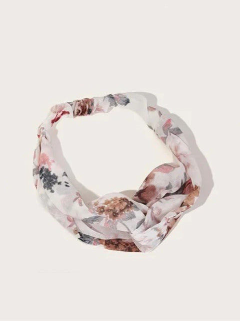 Pair Ditsy Floral Pattern Ruched Headband