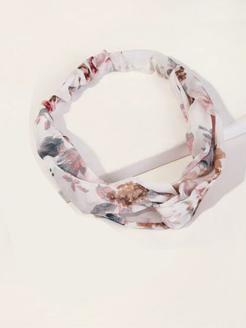 Pair Ditsy Floral Pattern Ruched Headband