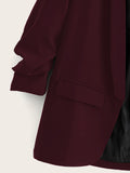 Solid Shawl Collar Ticket Pocket Blazer