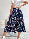 Allover Floral Print Ruffle Hem Skirt