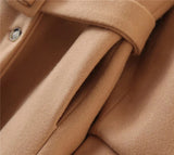 Woolen Polo Collar Belted High Waist Coat