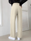 Zipper Fly Plicated Detail Straight Leg Pants