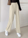 Zipper Fly Plicated Detail Straight Leg Pants