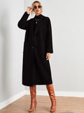 Notched Collar Pocket Front Wool Overcoat