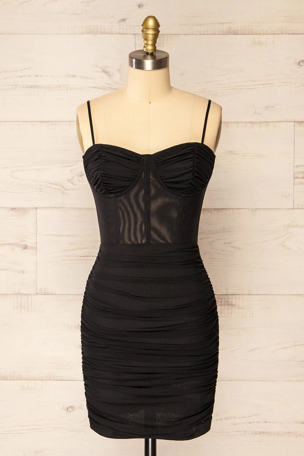 Ruched Mesh Bodycon Dress