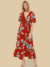 Floral Flutter Sleeve Surplice Wrap Dress( Clearance sale